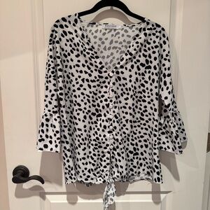 Stylish Black and White Polka Dot Blouse